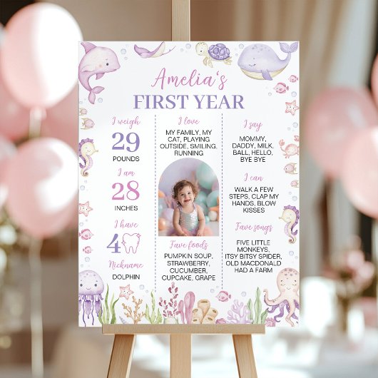 Meerestiere unter dem Meer Geburtstagskarte Poster