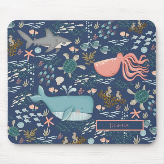 Meerestiere unter der Bezeichnung Monogramm Mousepad (Vorne)