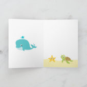 Meerestiere: Wal, Pinguin, Schildkröten-Kindergebu Karte (Innenseite)