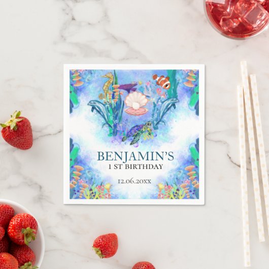 Meerestiere Wild einen Geburtstag Serviette (Beispiel)