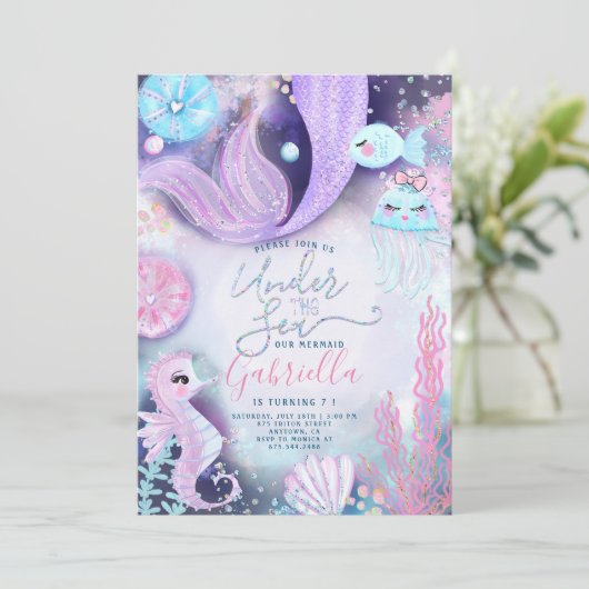 Meerestiere zum Geburtstag Einladung (Stehend Vorderseite)