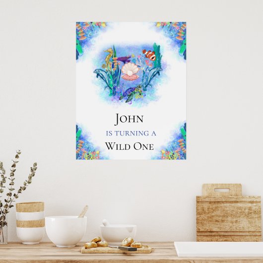 Meerestiere zum Geburtstag Poster (Küche)