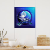 MEERESTURTLE BLAUE MOON MEER TURTLE RACE POSTER (Küche)