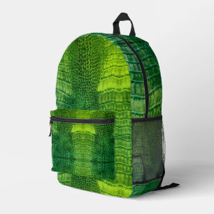 Meeresungeheuer in hellgrünen Imitaten Leder Bedruckter Rucksack