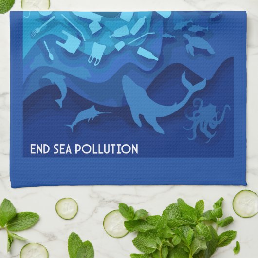 Meeresverschmutzung Geschirrtuch (Gefaltet)