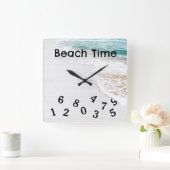 Meereswasser und Weißholz Quadratische Wanduhr (Zuhause)