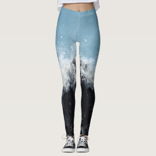 Meereswelle: handbemaltes Design Leggings