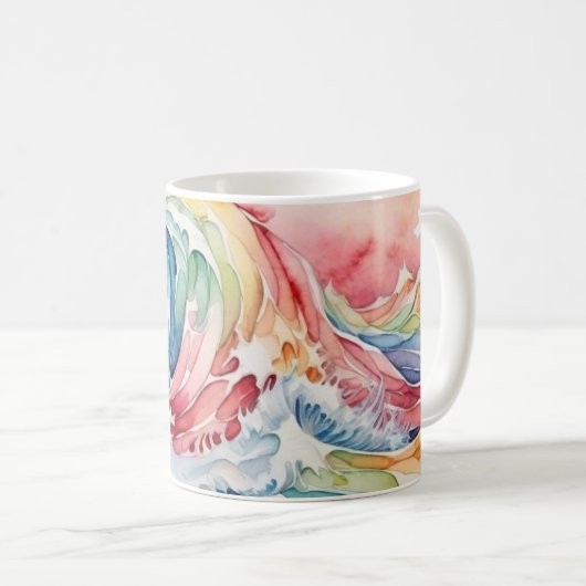 Meereswelle multicolor kaffeetasse (VorderseiteRechts)