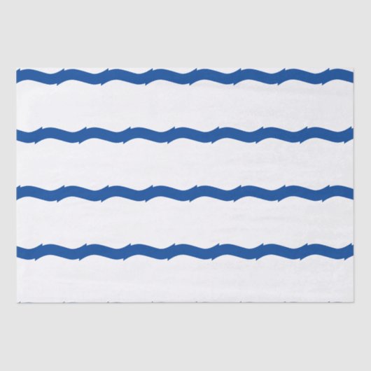 Meereswellen an der Küste Blaues weißes nautisches Seidenpapier (Vorderseite)