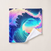 Meereswellen Badhandtuch Set (Waschlappen)