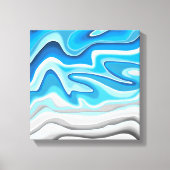 Meereswellen | Blaue Abstrakte Malerei Leinwanddruck (Vorderseite)