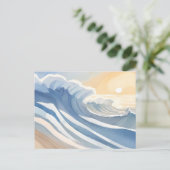 Meereswellen | Blaue Farbe Feiertagspostkarte (Stehend Vorderseite)