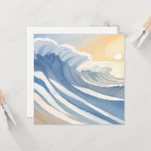 Meereswellen | Blue Watercolor Beach Karte (Vorderseite/Rückseite Beispiel)