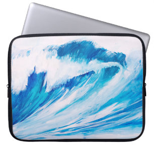 Meereswellen: Blumarine Wasserfarbe Schönheit. Laptopschutzhülle