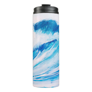 Meereswellen: Blumarine Wasserfarbe Schönheit. Thermosbecher