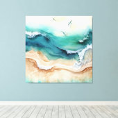 Meereswellen brechen an der Küste ab Leinwanddruck (Insitu (Holzboden))