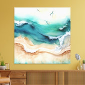 Meereswellen brechen an der Küste ab Leinwanddruck (Insitu (Wohnzimmer))