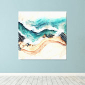 Meereswellen brechen an der Küste ab Leinwanddruck (Insitu (Holzboden))