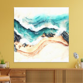 Meereswellen brechen an der Küste ab Leinwanddruck (Insitu (Wohnzimmer))