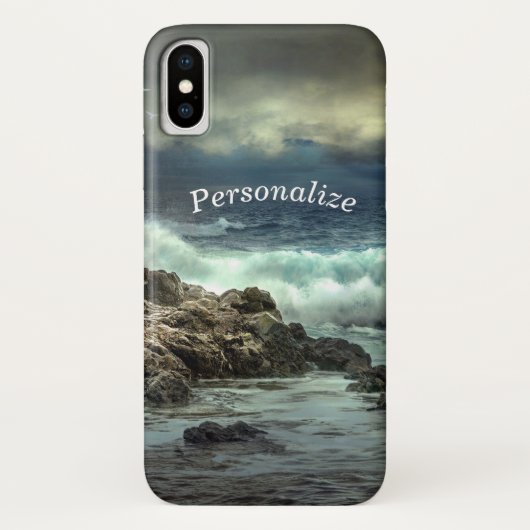 Meereswellen brechen zu Felsen ab Personalisieren Case-Mate iPhone Hülle (Rückseite)