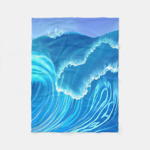 Meereswellen-Design - Wellenbrecher Fleecedecke