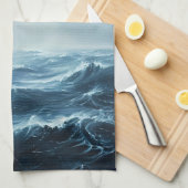 Meereswellen Geschirrtuch (Viertel Falte)