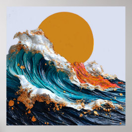 Meereswellen in lebhaften Farbtönen Poster