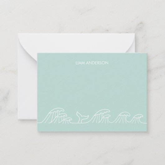 Meereswellen Küstenkinder personalisiert Mitteilungskarte (Vorderseite)