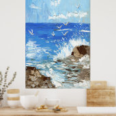 Meereswellen Küstenlandschaft Poster (Küche)