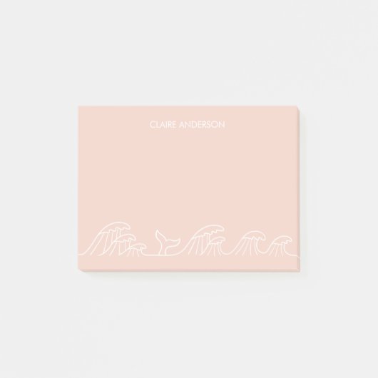 Meereswellen Küstenmädchen personalisiert Post-it Klebezettel (Vorderseite)