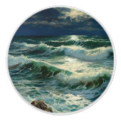 Meereswellen Landschaftliche Natur Nachtsee Keramikknauf (Vorderseite)