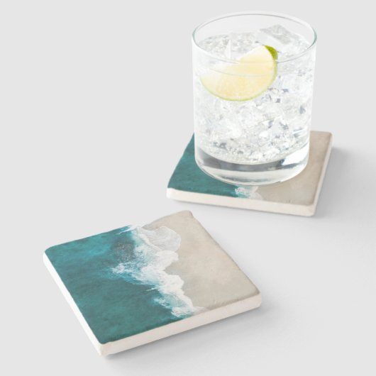 Meereswellen - Malediven Shore Steinuntersetzer (Seitenansicht)