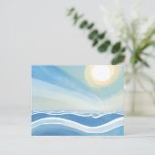 Meereswellen | Modern Blue Watercolor Postcard Postkarte (Stehend Vorderseite)