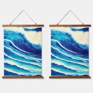 Meereswellen Schwimmen Reisen Erlebnis Surfen Wandteppich Mit Holzrahmen