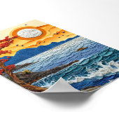 Meereswellen Sonnenuntergang Poster (Ecke)