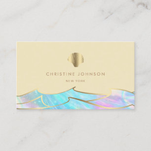 Meereswellen und das Muschellogo auf Beige Visitenkarte