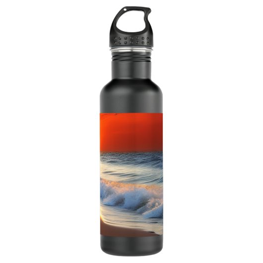 Meereswellen und Sonnenuntergänge auf Sanddusche Edelstahlflasche (Vorderseite)