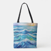 Meereswellen unter der Sonne Tasche (Rückseite)