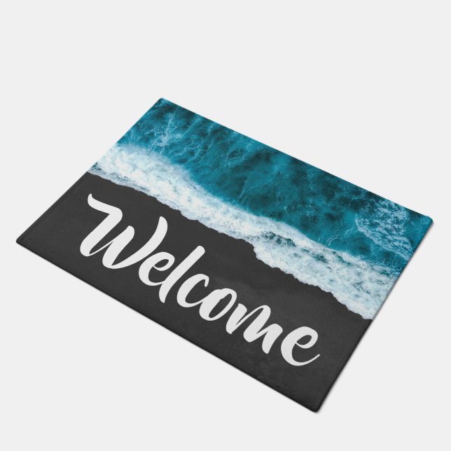 Meereswellen willkommen fußmatte (Schrägansicht)