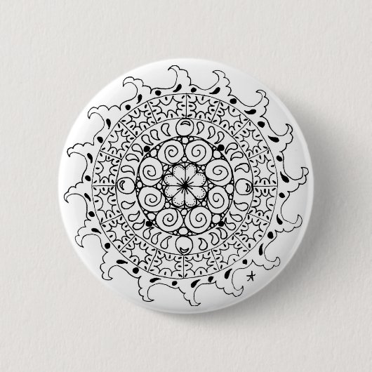 Meereswellen Zen-Mandala Button (Vorderseite)