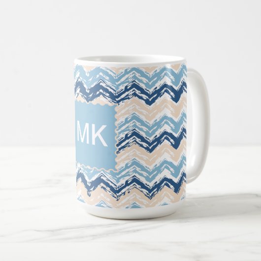 Meereswellen Zickzack Kaffeetasse (VorderseiteRechts)