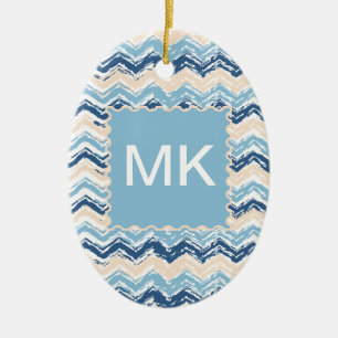 Meereswellen Zickzack Keramik Ornament