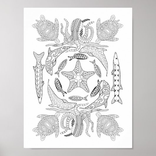 Meereswelt Erwachsenenfarbposter Poster (Vorne)