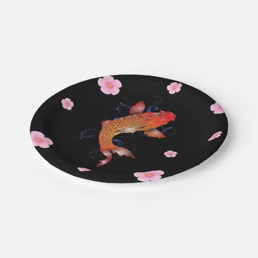 Meereswelt-Fische Koi Pappteller (Schrägansicht)