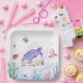 Meereswelt für Wasserfarben Papier Teller (Party)