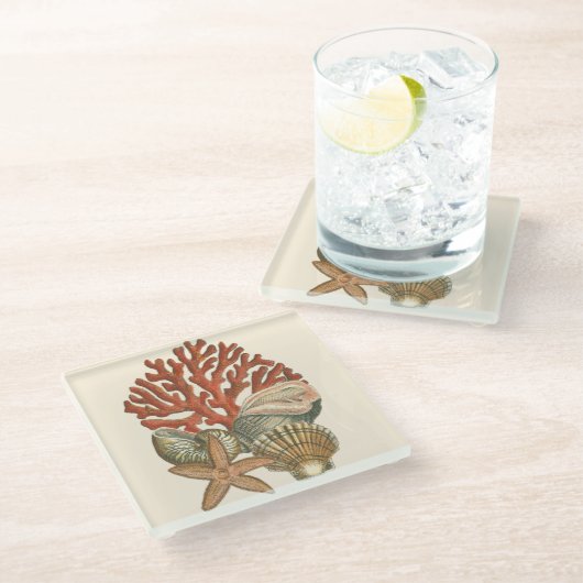 Meereswelt Glasuntersetzer (Schrägansicht)