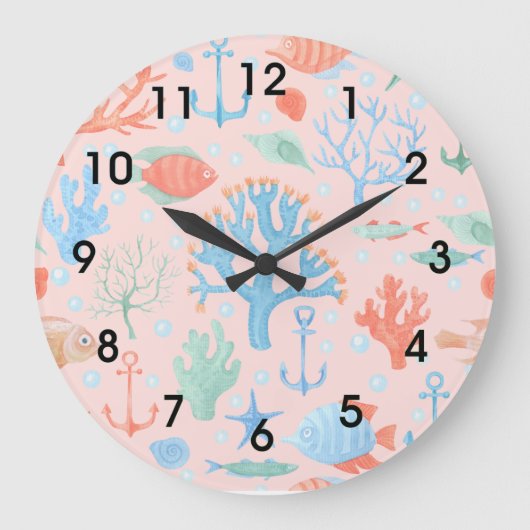 Meereswelt Große Wanduhr (Vorderseite)