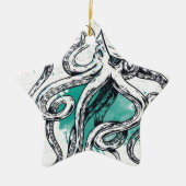 Meereswelt-Krake Keramik Ornament (Vorne)