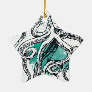 Meereswelt-Krake Keramik Ornament