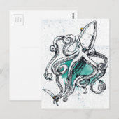Meereswelt-Krake Postkarte (Vorne/Hinten)